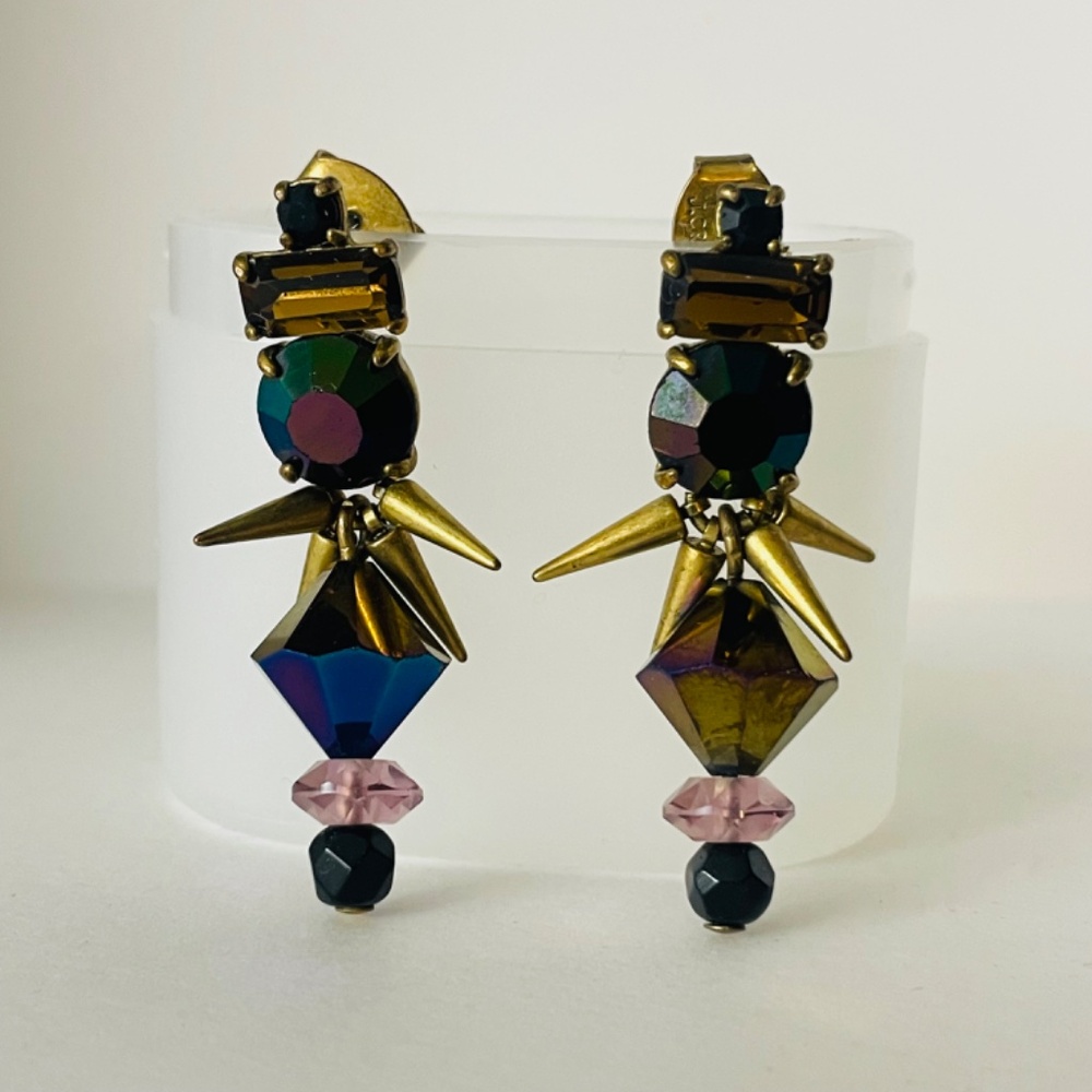 J. Crew Brasstone Multicolor Beaded Drop Earrings - Picture 5 of 5